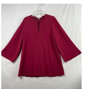 BCBGMAXAZRIA Runway Tunic Dress Alessia Women XS Cranberry Bell Sleeve Oversized